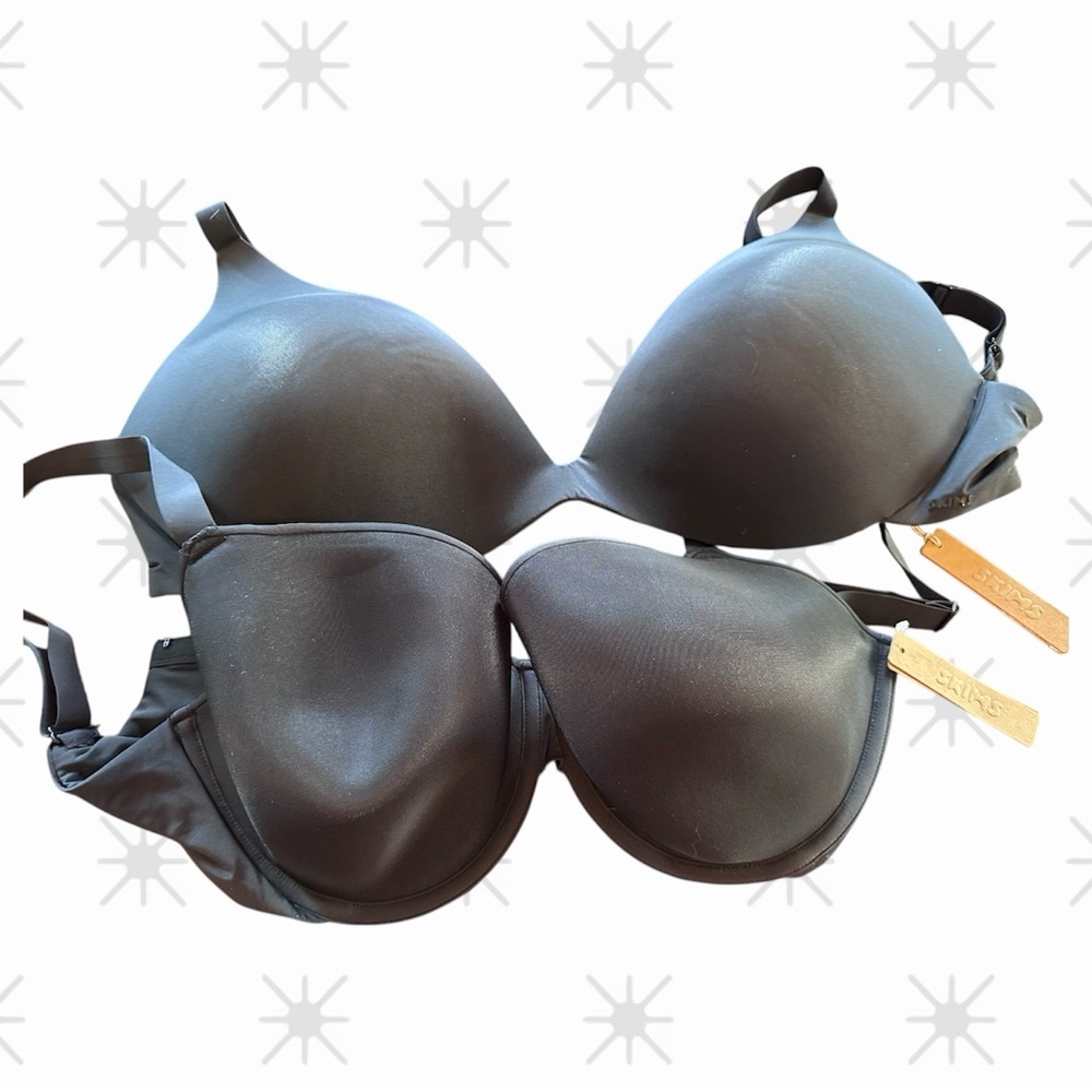 Set of TWO NWT SKIMS Black Women's Bra Set size 36DDDD.   L15